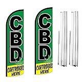 CBD Cartridges Here Feather Flag | 3ft W x 11.5ft H