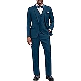 COOFANDY Men's 3 Pieces Suit Classic One Button Single Breasted Slim Fit Blazer Jacket Vest Pants Set Wedding Busines