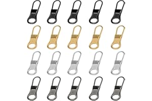 20pcs Zipper Pull Replacement, Detachable Zipper Puller Metal Pull Tab Repair Kit Replacement Slider for Clothing Jackets Coa