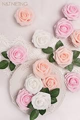 N&T NIETING Real Look 25Pcs Artificial Foam Roses with Stems for DIY Weddings view 2
