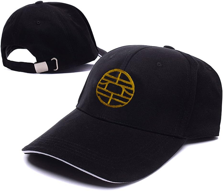 HEJIAXIN King Kai Logo Dragon Ball Z Adjustable Baseball Caps Unisex Snapback Embroidery Hats - Black/Gold