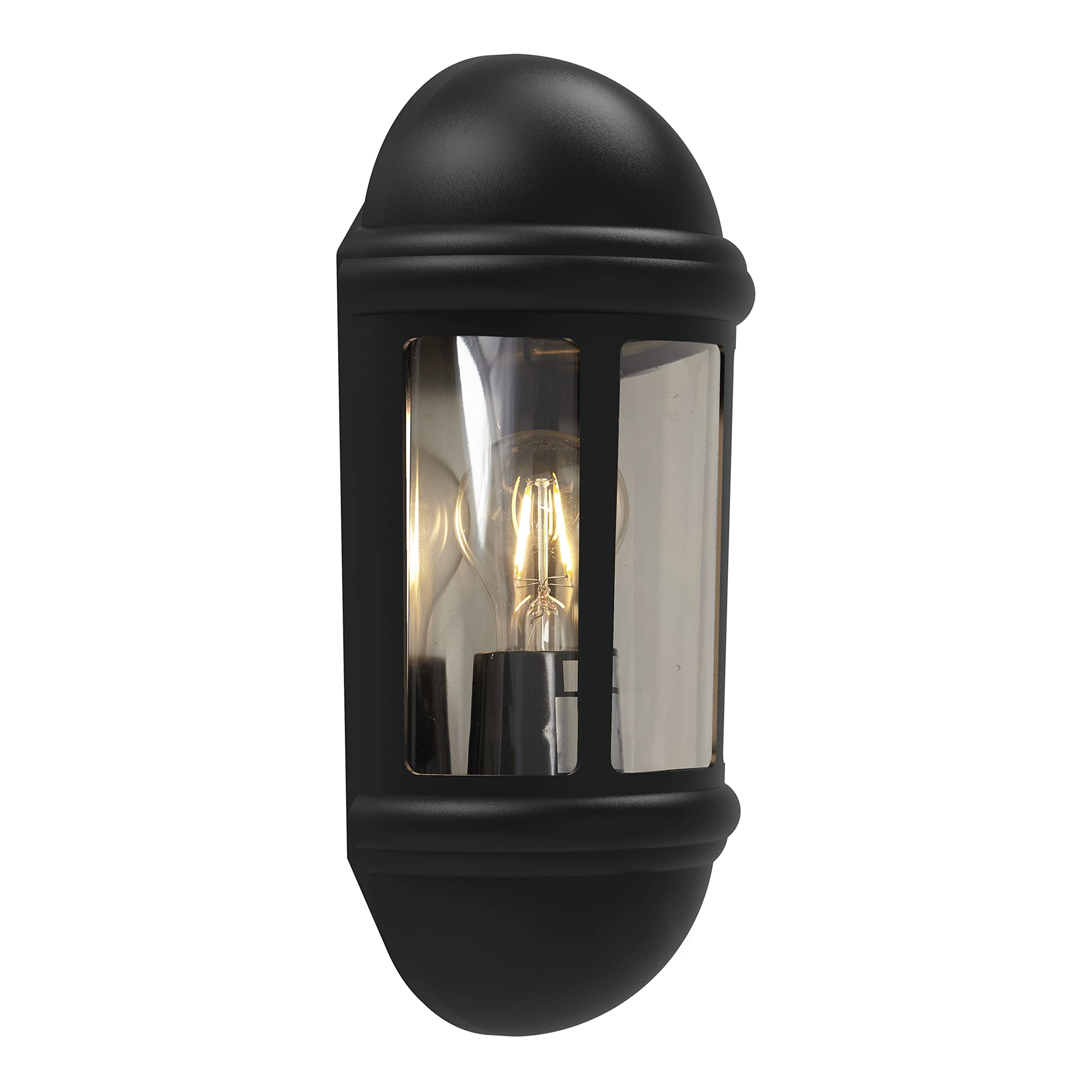 4lite Outdoor Half Wall Lantern (Black) IP65 Rated Exterior Wall Lamp - 4L2/3410-4Yr Guarantee