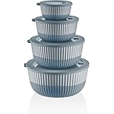 Mixing Bowls with Lids, 8-Piece Airtight Leak-Proof Nesting Plastic Bowl Set for Kitchen & Food Storage, Large 4200ml Capacity, BPA-Free, Microwave & Dishwasher Safe