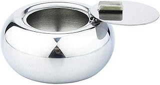 Rostfreier Stahl Aschenbecher mit Deckel, Winddicht Robust Dauerhaft Metall Aschenbecher, Prämie Qualität Modern Tischplatte Zigaretten Aschenbecher, Passend für Home Office Gartenbar im Freien