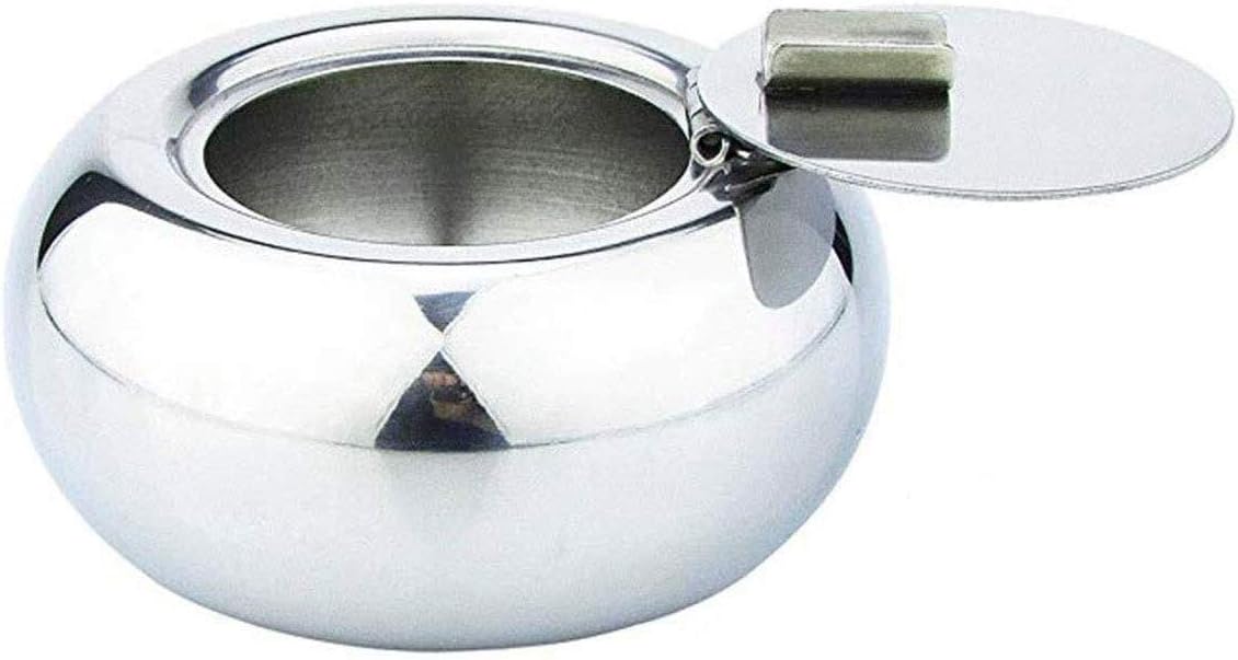 Rostfreier Stahl Aschenbecher mit Deckel, Winddicht Robust Dauerhaft Metall Aschenbecher, Prämie Qualität Modern Tischplatte Zigaretten Aschenbecher, Passend für Home Office Gartenbar im Freien