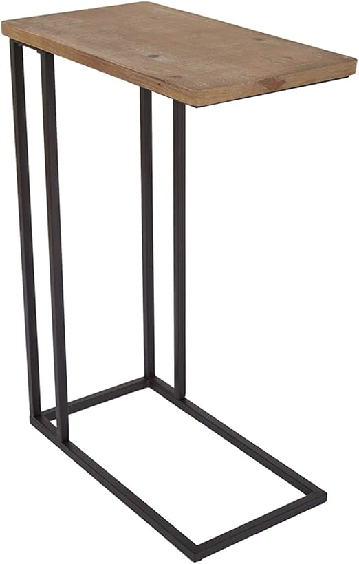 Snack Table Coffee Tray Side Table Walnut C Shaped Table With Wood Laminate Top And Metal Frame Base Notebook Tablet Beside Bed Sofa Portable Workstation Kealive Sofa Side End Table Laptop Holder End