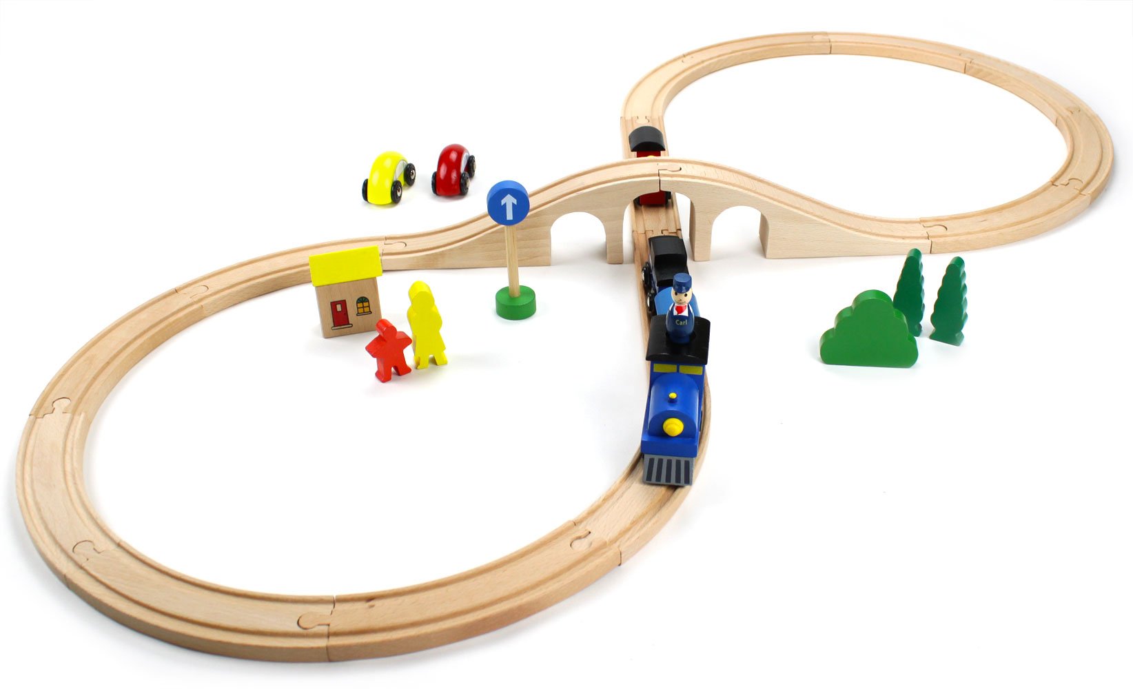 Buy Wooden 30 Piece Figure Eight Train Set with Conductor Carl Train