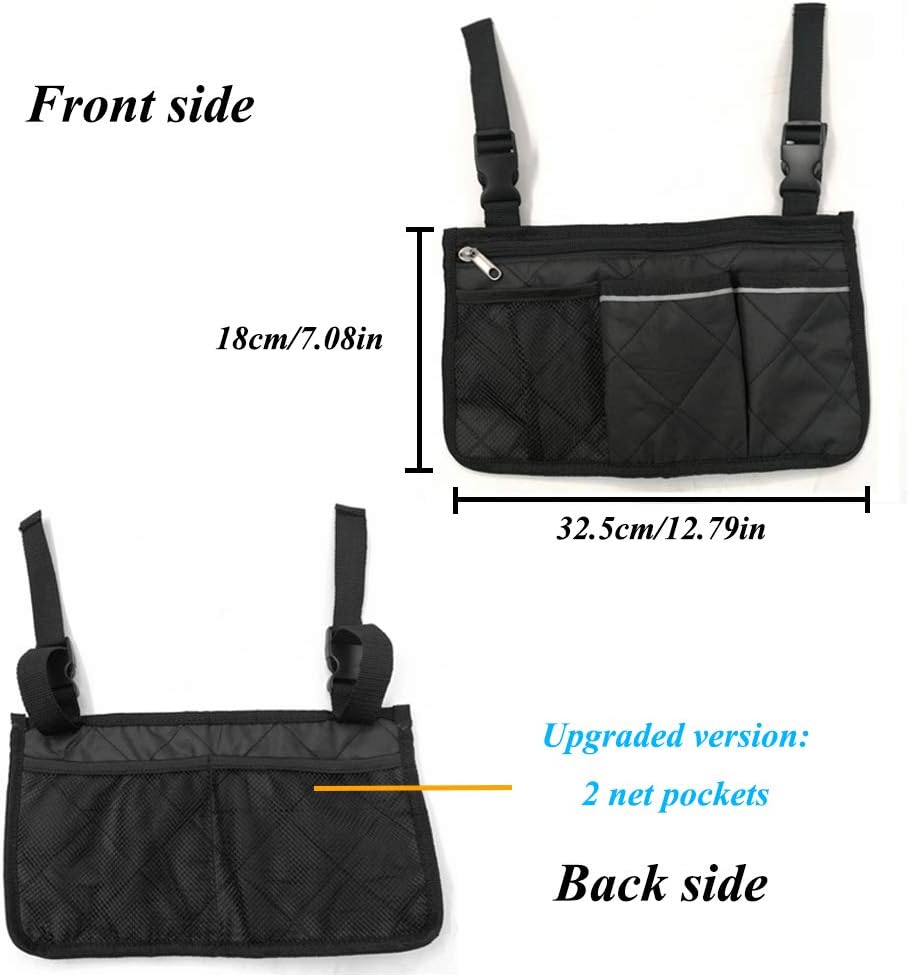 [Upgraded] Wheelchair Bag with Pockets Wheelchair Cup Holder