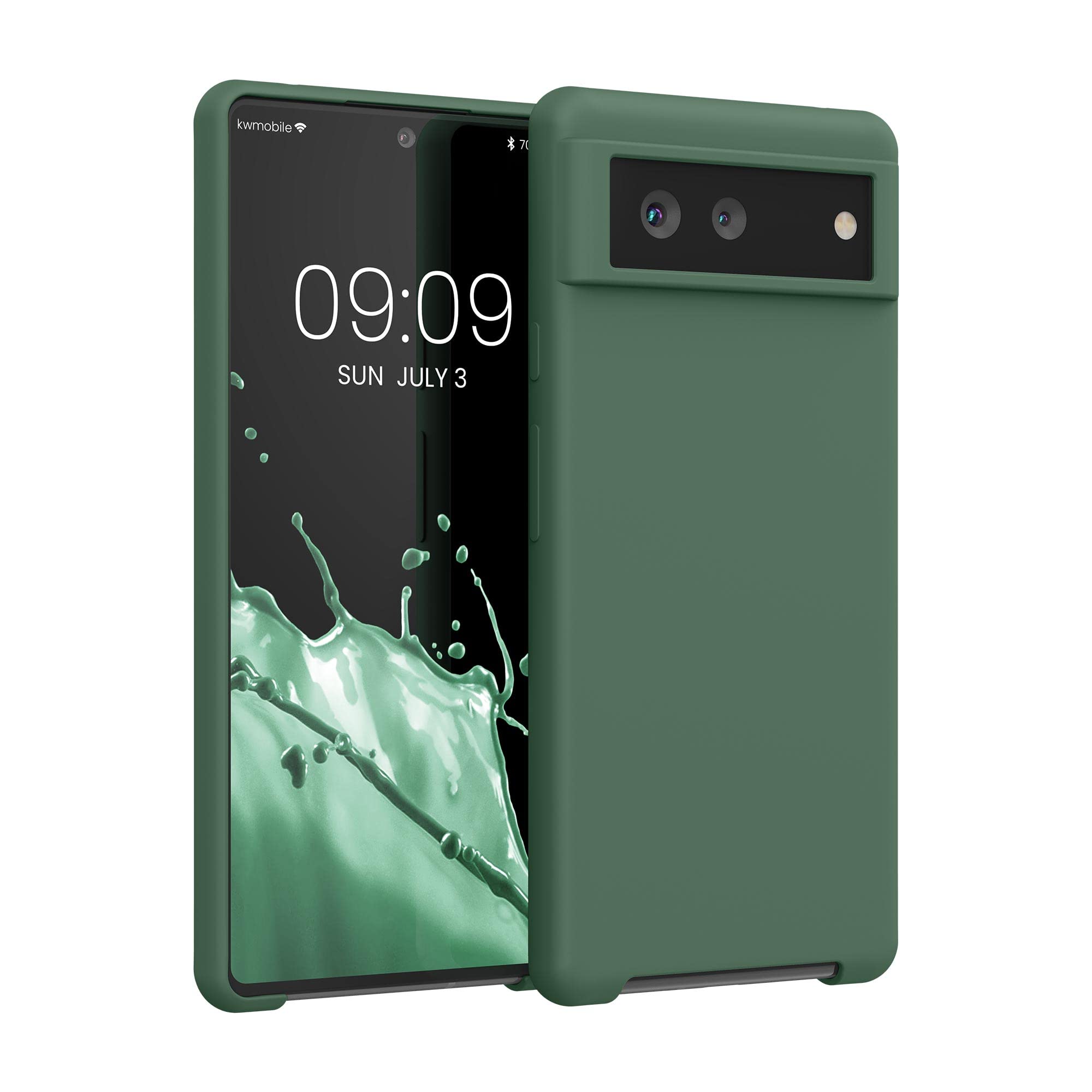 kwmobile Case for Google Pixel 6 Case - Soft Cover - Shockproof Silicone - Wireless Charging Forest Green โ image 1