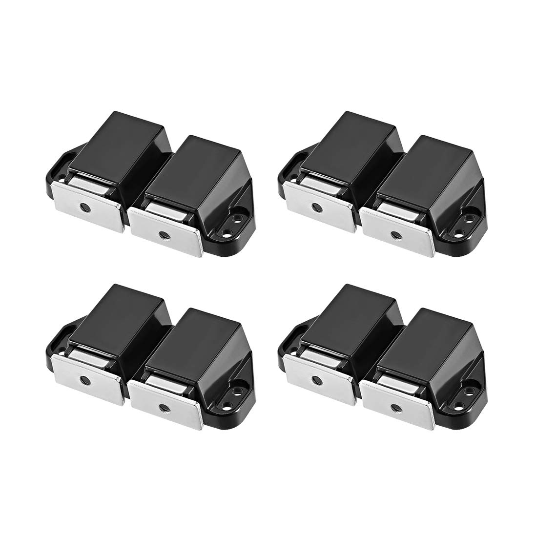 sourcing map Double Touch Catch Magnetic Latch for Cabinet Door Cupboard Black 4pcs