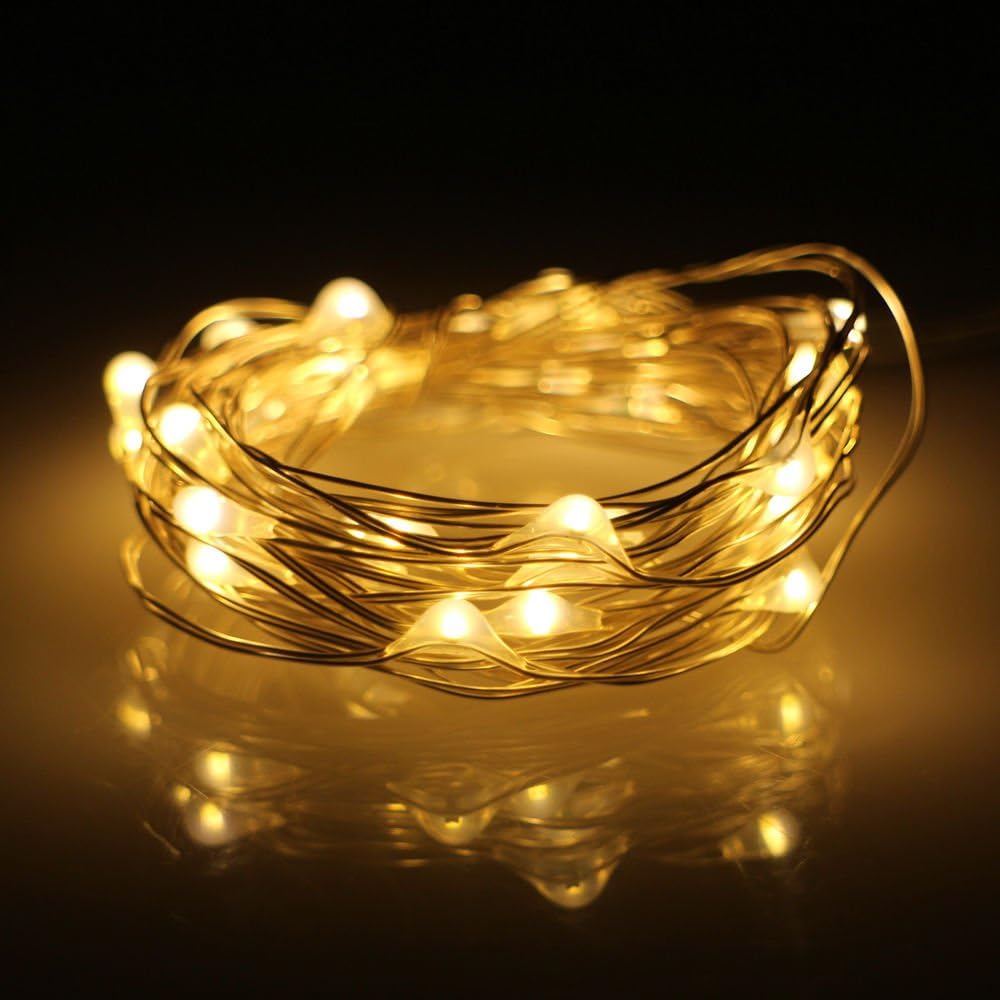 ADDCOME Mini waterproof LED String Lights for Christmas Indoor Outdoor Decorations , Button Battery Powered Fairy Lights with 2M 6.5 Feet 20 LEDs (WarmWhite)