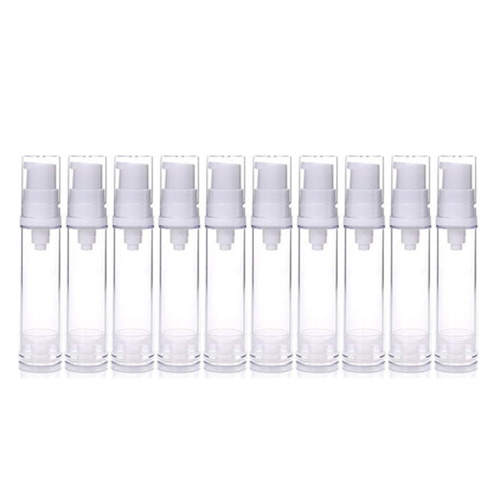 10 Pcs Airless Pump Bottle - Refillable Clear Travel Lotion Containers, Vacuum Cosmetic Makeup Bottles for Personal Beauty Care