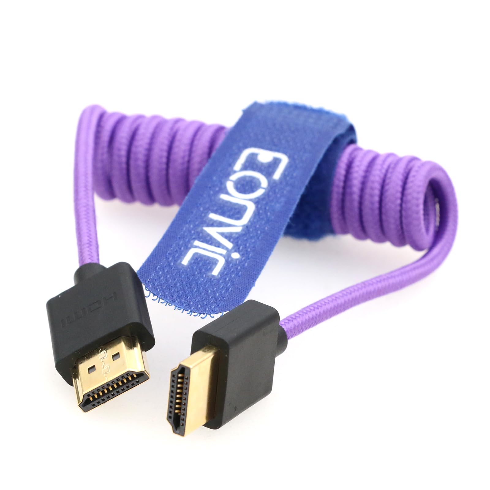 Eonvic 2.1 8K HDMI Extender - Purple Coiled Cable for Atomos Ninja V, Sony a7siii, Portkeys BM5 Monitor