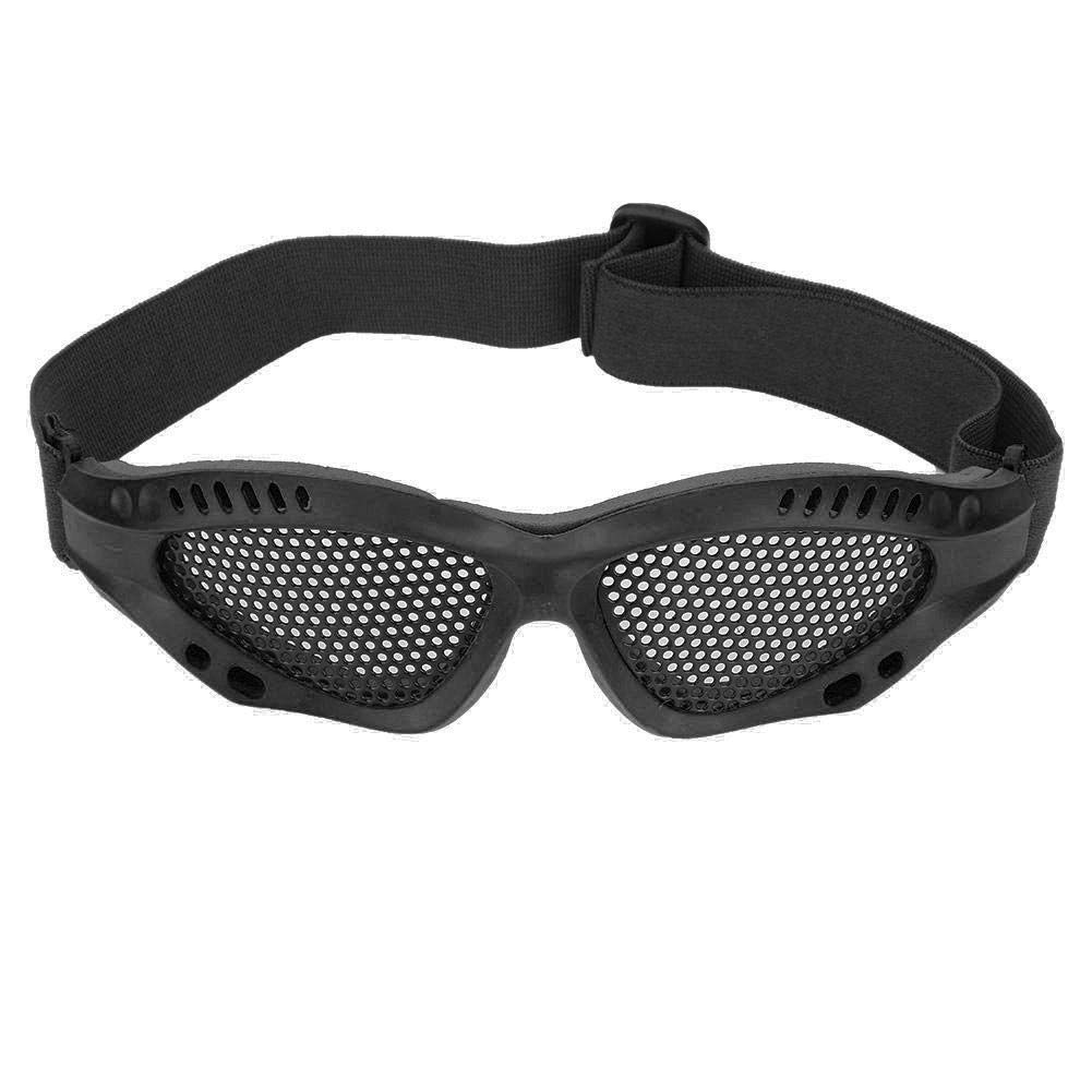SolUptanisu Gitterbrille Airsoft, Mesh Protective Glasses, Adjustable Metal Military Mesh Glasses for Airsoft Sports with Outdoor CS Shooting Strap (Black)