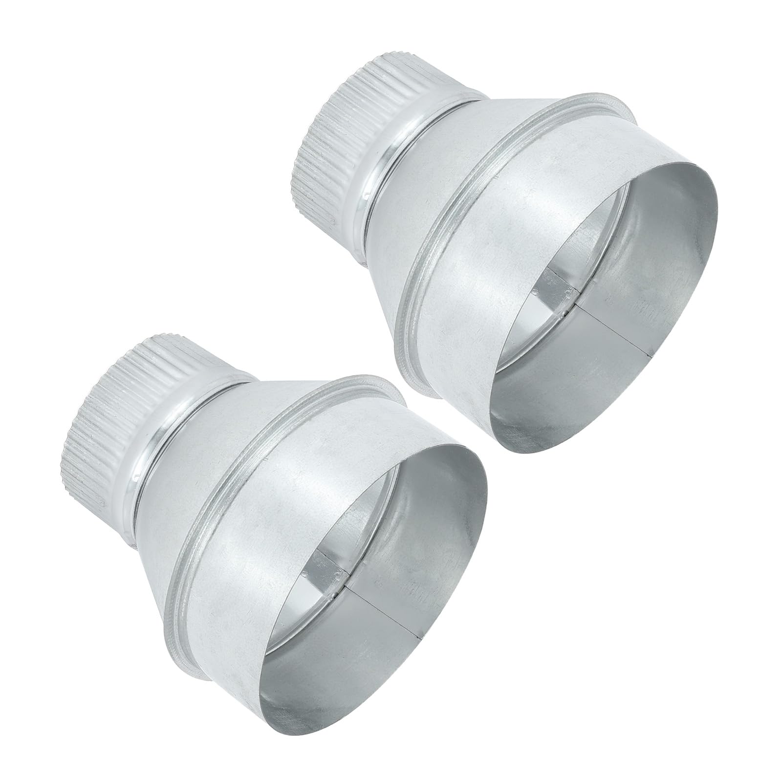 PATIKIL 5 Inch to 3 Inch Duct Reducer, 2 Pcs Galvanized Steel Round Air Duct Reducer Crimped Pipe Increaser Adapter Connector Fitting Coupling for HVAC, Ventilation Systems