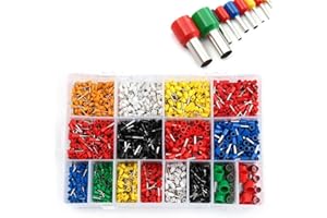 BlesConi 2120 PCS Tubular Terminal Block Set with Tinned Copper Insulated Pin Eye Lugs for Automotive Electrical Industrial D