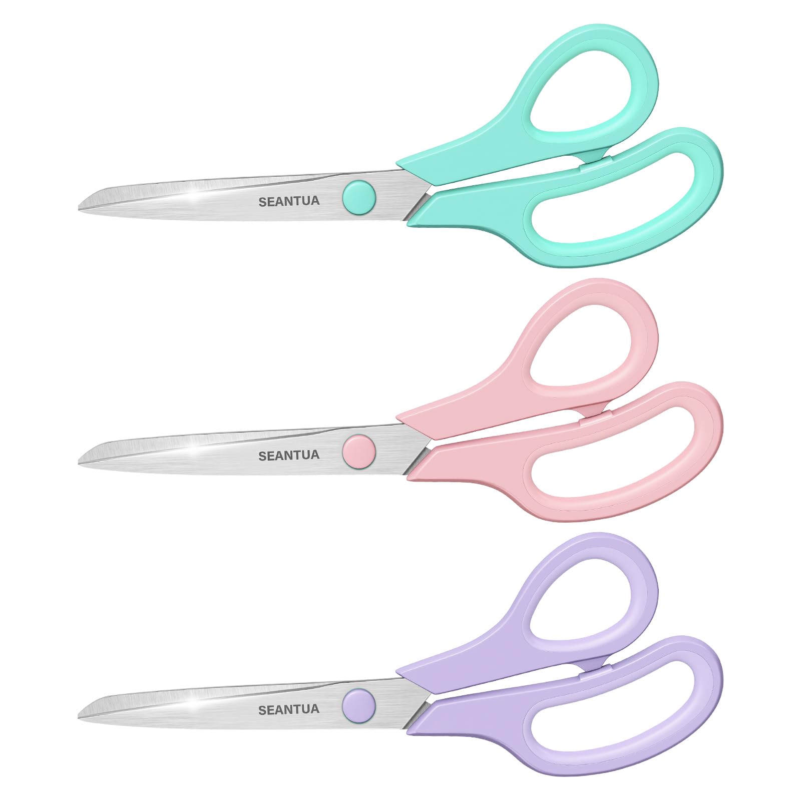 Scissors 3 Pack, 8'' All Purpose Scissor with Ultra Sharp 2.5mm Thick Blades, Soft Grip Handle, Heavy Duty Scissors for School Office Craft Home, Right/Left Handed