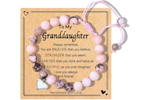 Chuchoter To My Daughter/Granddaughter/Niece Bracelet,Sweet Heart Natural Stone Beaded Bracelet For girl,Birthday Christmas Valentines Graduation Gifts for girl