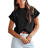 Saodimallsu Women's Mock Neck Cap Sleeve Sweater Vest