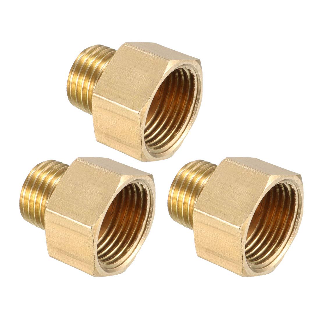 sourcing map Brass Threaded Pipe Fitting G1/4 Male x G3/8 Female Coupling 3pcs