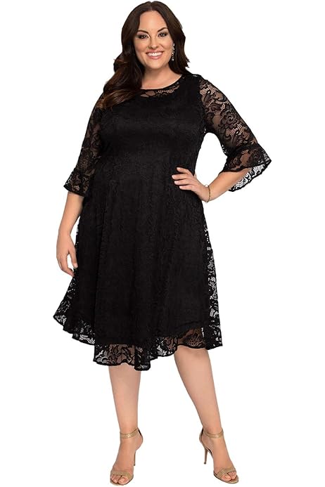 Plus size lace dress with sleeves Clearance