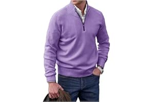 LinZong Mens Casual Slim Fit Pullover Sweaters,Quarter-Zip Basic Cashmere Shirt,Winter Long Sleeve Knitted Large Size Sweater