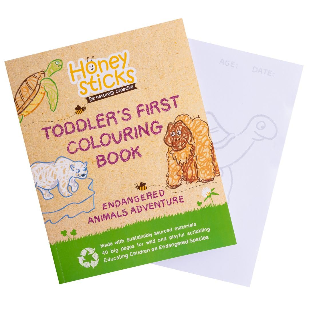 Honeysticks My First Colouring Book for toddlers 1-3, Large Cute and Simple Images, 40 Pages, Fun and Educational Preschool colouring book for kids ages 2-4
