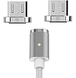 WAMTRONICS Wsken Magnetic Micro USB Cable, Nylon Braided Data Charger Lead with Metal Plug LED Indicator Light for Samsung S2 S3 S4 S6 S7 Edge, Note 2/3/4/5, Tab S2 S, LG G4 G3, Sony Xperia Phones