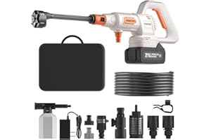 MIMYTH Cordless Pressure Washer Battery Powered; 1200PSI Cordless Power Washer with Brushless Motor, 4.0Ah Battery,6-in-1 Nozzle, 3 Power Level; Handheld Portable Pressure Washer Cordless (5022-WH1)