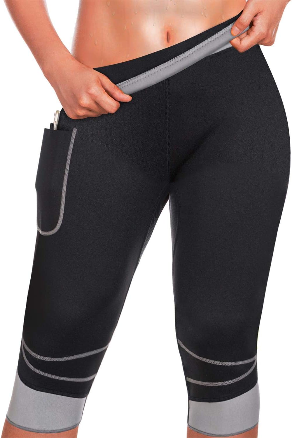 TrainingGirl Inches Slimmer Hot Neoprene Shorts with Pocket for Women Weight Loss Slimming Sauna Sweat Pants Workout Body Shaper Yoga Leggings