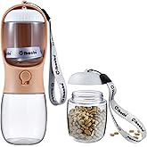 Cibaabo Dog Water Bottle with Food Container, Travel Puppy Water Bowl, Portable Pet Dispenser, Dog Stuff Accessories Items, Puppy Essentials Necessities for Yorkie Chihuahua Cat Walking and Hiking