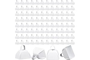 Boao 100 Pieces Metal Cowbell with Handle for Sporting Events Small Cow Loud Bells Noise Makers Call Bells for Wedding Cheering Football Games, 3 x 2.8 x 2.5 Inch(White)