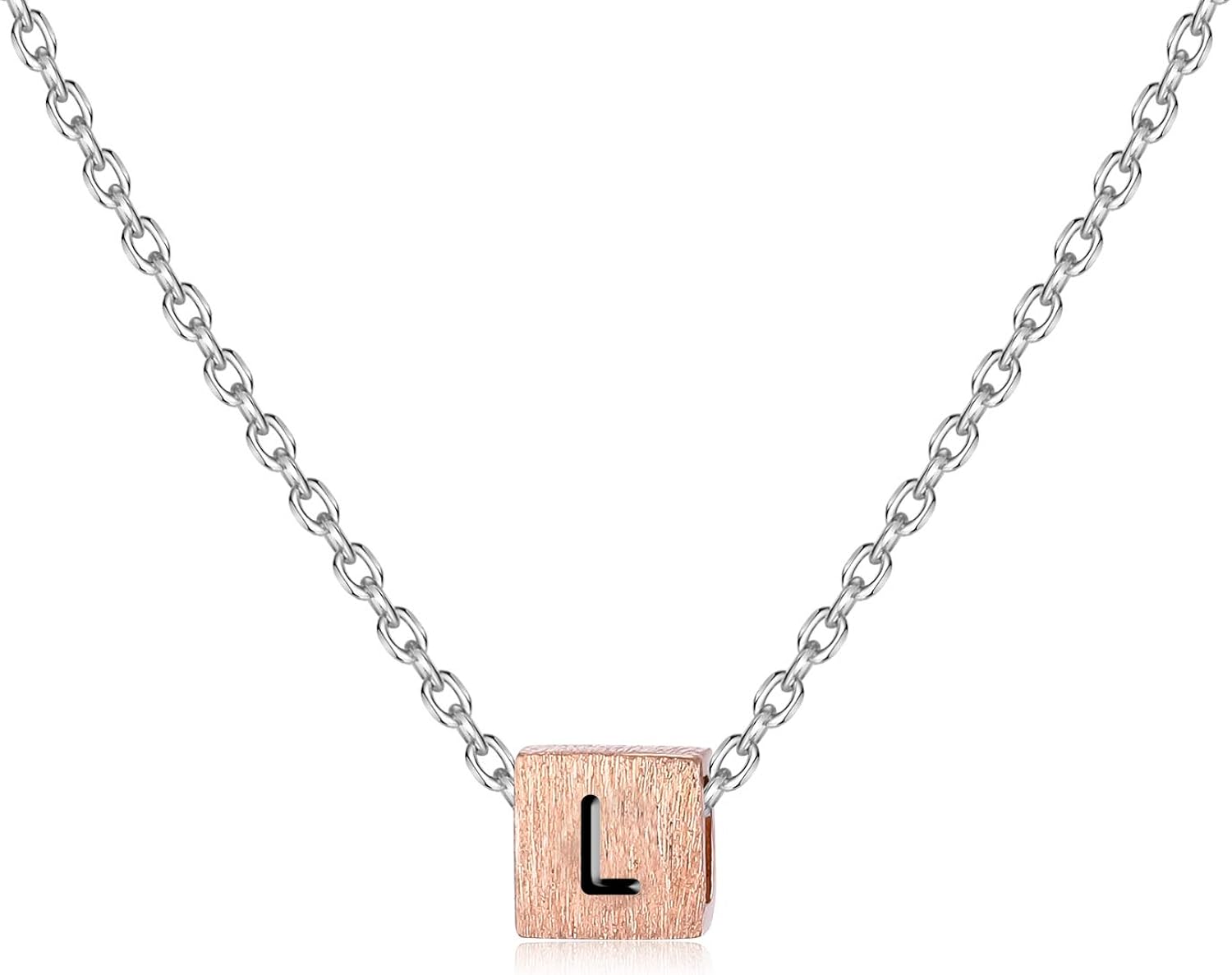 Tiny Initial Necklace For Women Girls Gold Letter Pendant Necklace 925