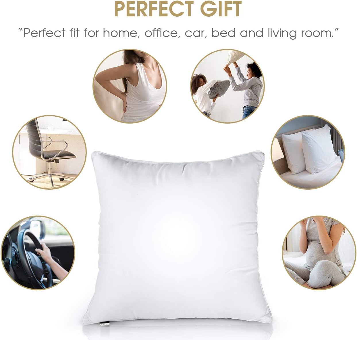 HOKEKI 18x18 Pillow Insert,Premium Pillow Stuffing Throw Pillow Insert,Square-18x18 Pillow Insert Set of 2,Pillows for Couch - Indoor Decorative Pillows Standard/White: Home & Kitchen