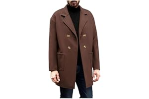 Mens Double Breasted Trench Coats Casual Notch Lapel Collar Business Winter Mi Long Overcoats Warm Casual Pea Coat