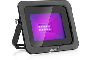 Everbeam 395nm 10W UV LED Black Light - High Performance Bulbs, IP66 Waterproof - Ultraviolet Flood Lighting for Aquarium, Indoor or Outdoor Parties, Stage - Party Supplies, Halloween Decorations