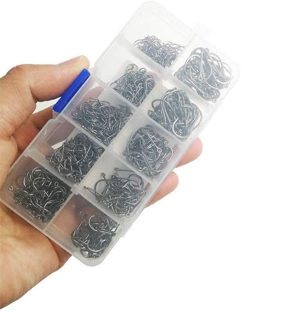 Octopus Fishing Hook Small Freshwater Hooks Black High Carbon Fishing Hooks Set 10 sizes,600pcs/Box