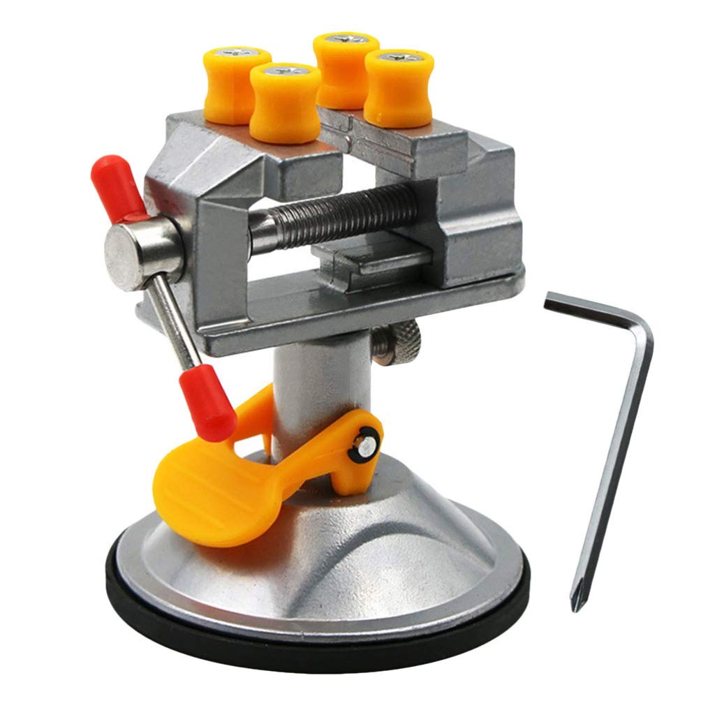 ULTECHNOVO Mini Suction Cup Carving Vice 4 Inch Rotary Table Clamp for Jewelry Hobby Craft Walnut Small Project Holding Tool