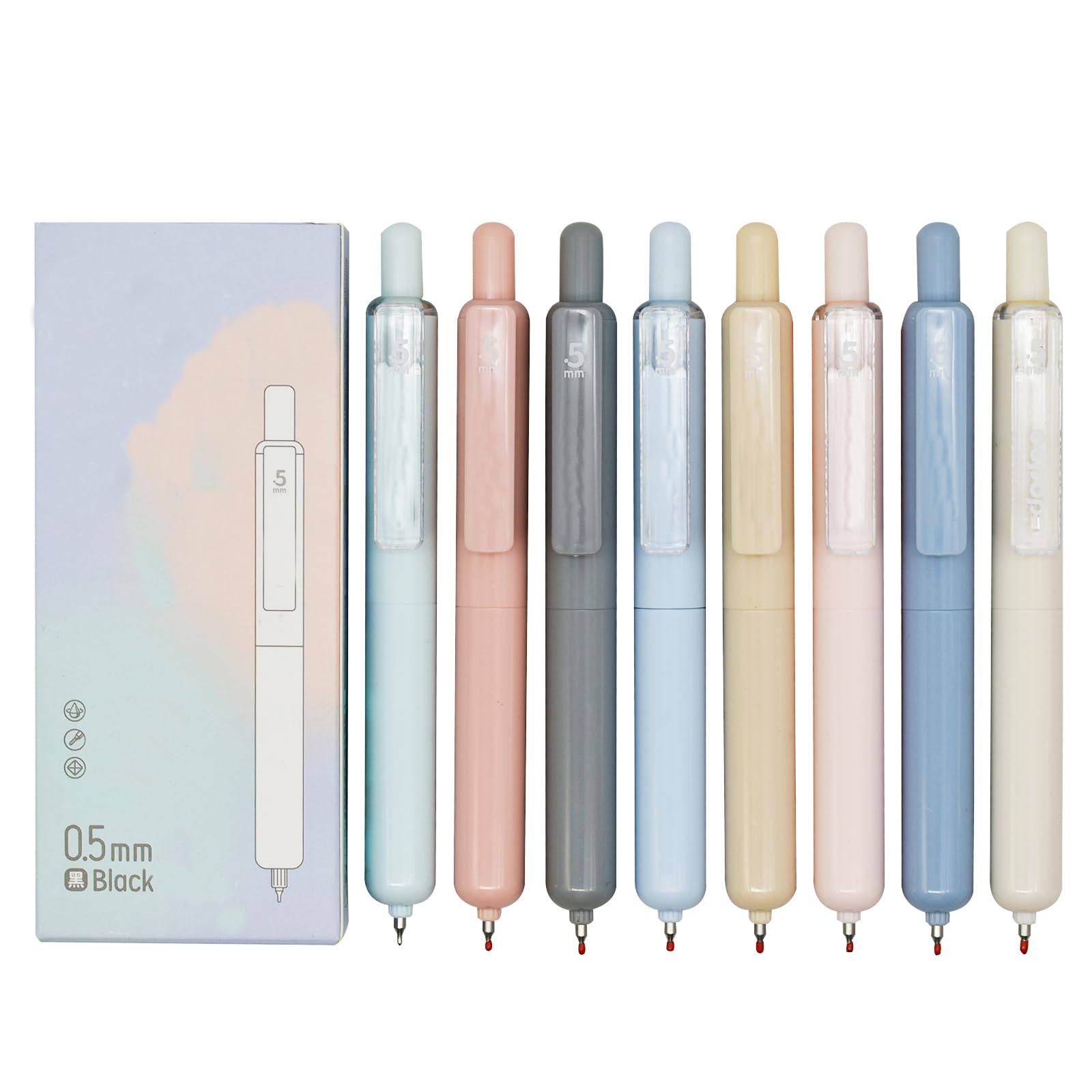 Photo 1 of Maydahui 8 Pcs Retractable Short Round Pocket Size Gel Pens 4.9 inch/12.5 cm 8 Colors Tremor Parkinson Pens Hands Cramping Gel Pen Short Fat Pen Black Ink for Shcool Office Party