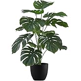Monarch Specialties I 9576 Artificial Plant, 24" Tall, Monstera, Indoor, Faux, Fake, Table, Greenery, Potted, Real Touch, Dec