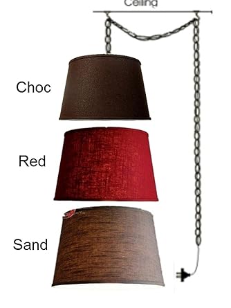 Upgradelights All Natural Belgium Linen Portable Plug In Swag Lamp