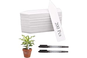 4" Plant Labels 200PCS, Waterproof Outdoor Plastic Garden Tags with 2 Permanent Marker Pens, Suitable for Vegetables Flowers 