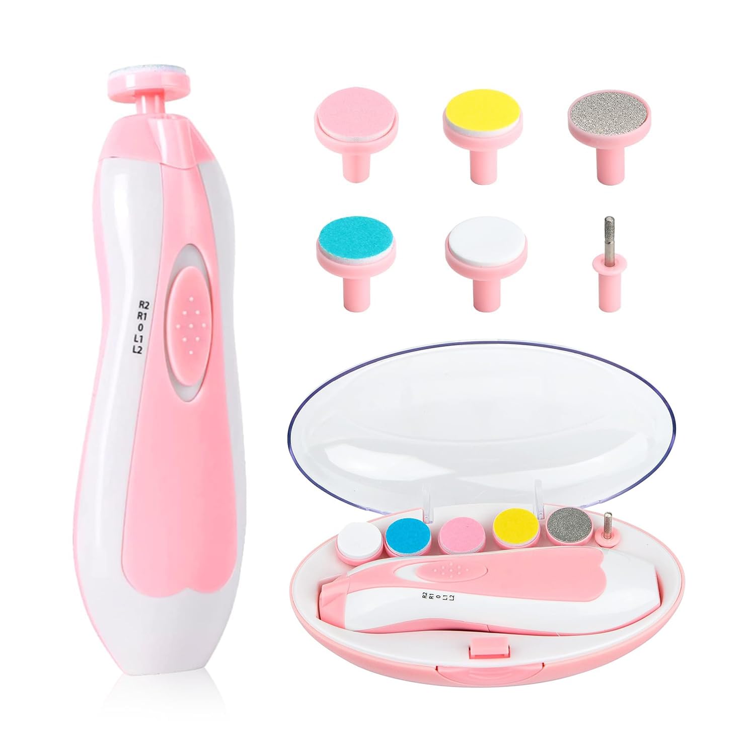 Photo 1 of Baby Nail File Clippers Electric: Baby Nail Trimmer Electric Kit Fingernails Toes Care Manicure 6-in-1 Set with LED Light Safe for Newborn Kids and Adult Pin