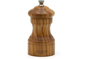 Bisetti Imperia 4 Inch Olive Wood Salt Mill With Adjustable Grinder