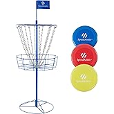 SpeedArmis Portable Disc Golf Targets - Heavy Duty 12 Double Steel Chains, Professional Disc Golf Basket, Includes 3pcs Discs
