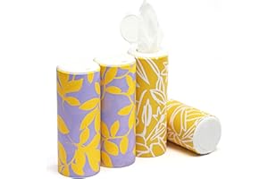 INSTADECOR Car Tissues with Lotion, 4 Packs Car Tissue Cylinder, Round Tissues Holder for Car, Perfect Fit for Car Cup Holder, Facial Tissues Tube Box, Travel Tissues Packs