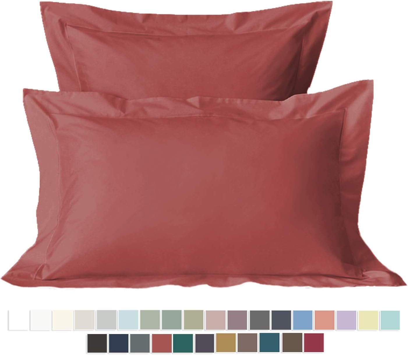 400 Thread Count Cotton King Pillow Cases Brick Red 2 PC, 100 Long