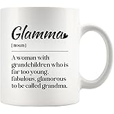 Glamma Definition Mugs Grandma Gifts From Granddaughter Grandson Husband Daughter Son Mothers Day Grandmother Abuela Ceramic Mug 11 oz White