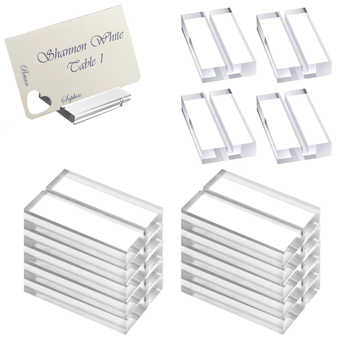 Photo 1 of 14 Pcs Acrylic Sign Holders, Clear Card Display Stands, Wedding Place Card Holders Table Number Stands for Photos Office Menu Meeting(2 x 1.2 x 0.4in)