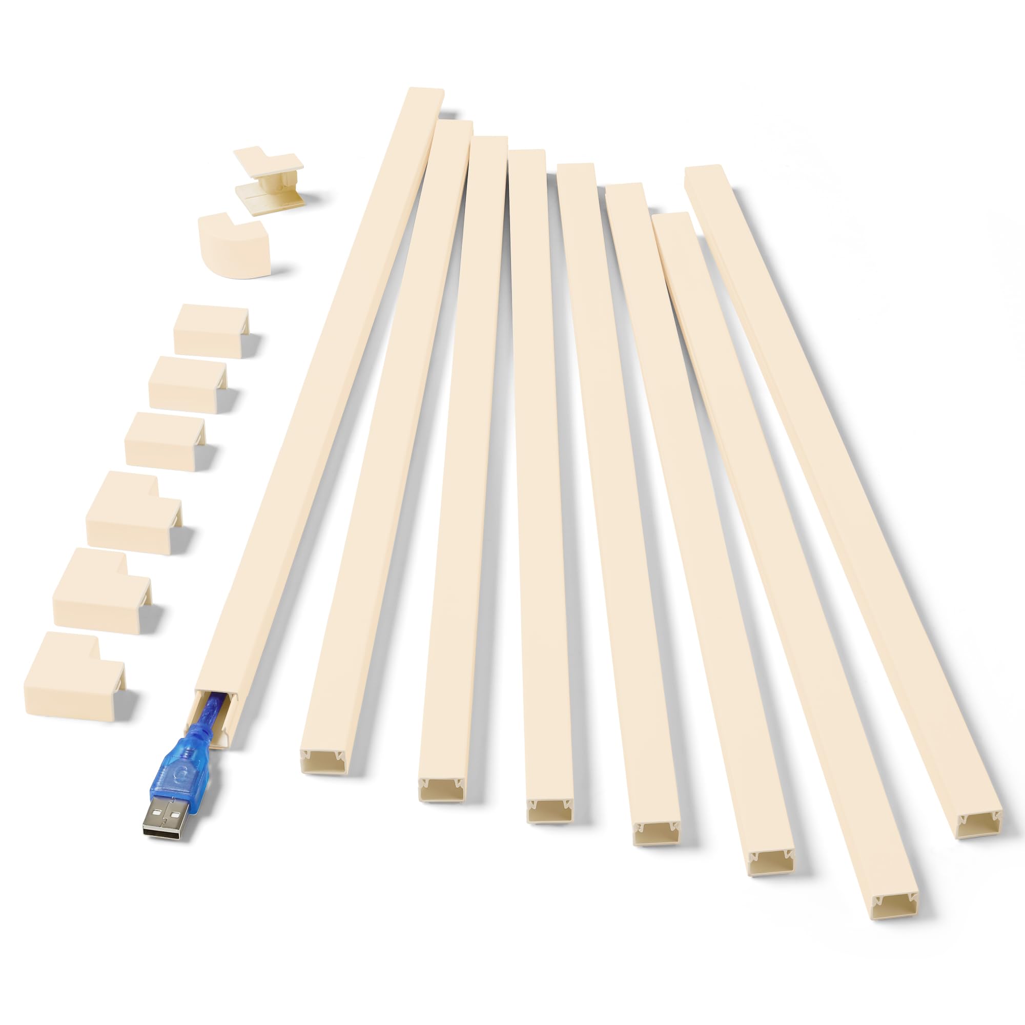 Photo 1 of One-Cord Hider Kit, 126in (8 x L15.7in) Cable Covers for Wires on Wall, Mini Wire Hider for Wall Mounted TV, Beige Cable Raceway, Paintable Cord Cover Cable Management for Home Office, W0.6in x H0.4in